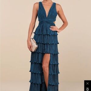 NWT Lulu's Deep Blue High Low Dress